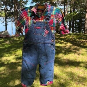 Vintage Oshkosh B’Gosh Flannel Lined Overalls with Matching Button Down